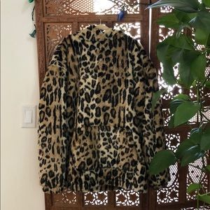 Leopard fur over sized hoodie